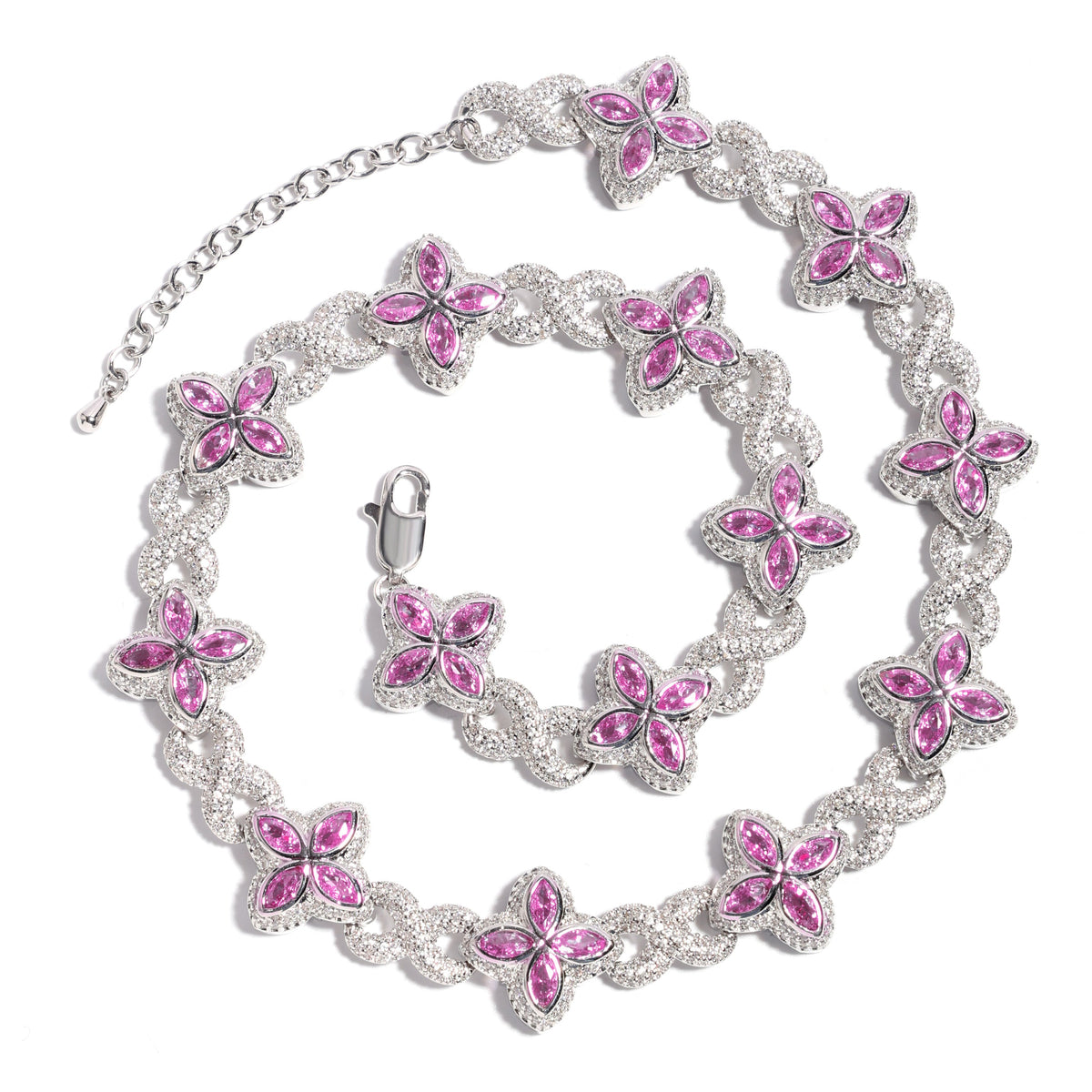 Multicolor Four-Leaf Clover Lucky Charm Gemstone Necklace