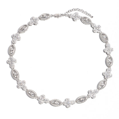 Sparkling Evil Eye & Cross Gemstone Necklace