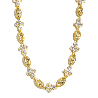 Sparkling Evil Eye & Cross Gemstone Necklace