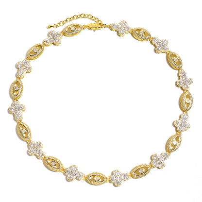 Sparkling Evil Eye & Cross Gemstone Necklace