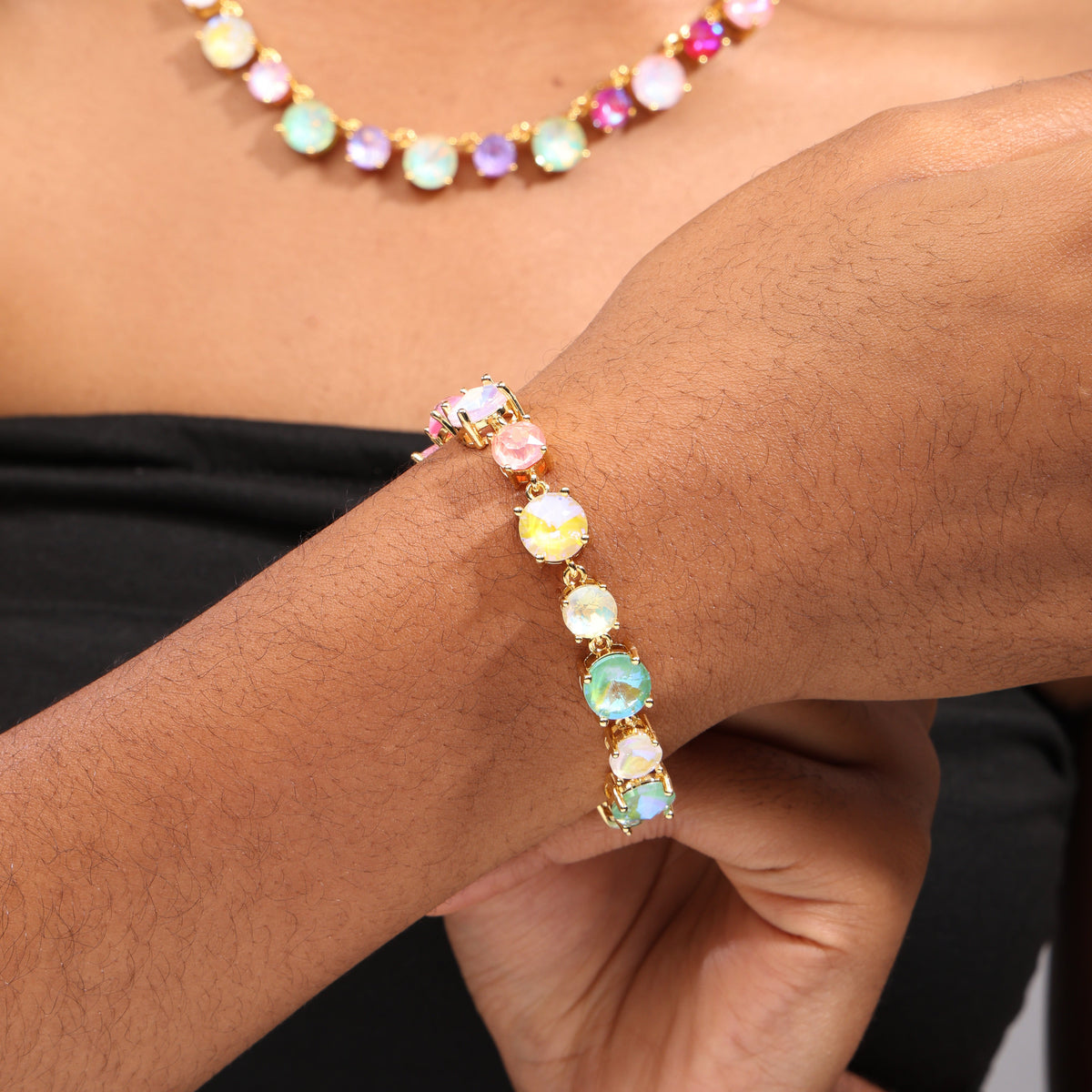 Cotton Candy Charm Gemstone Necklace