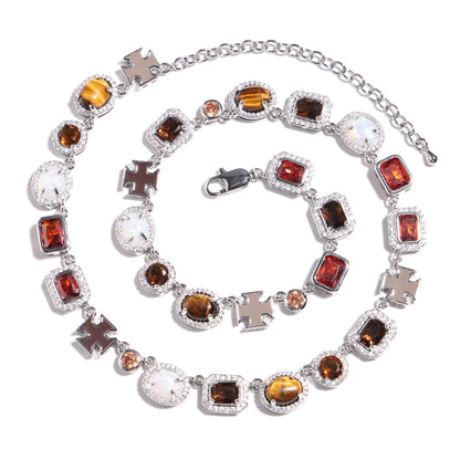Desert Mirage Opal and Tiger's Eye Gemstone Necklace