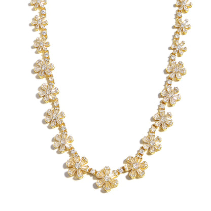 Starlight Blossom: Full-Pave Diamond Flower Necklace