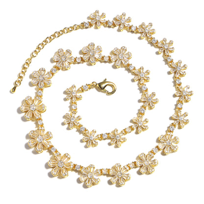 Starlight Blossom: Full-Pave Diamond Flower Necklace