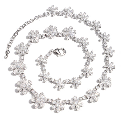 Starlight Blossom: Full-Pave Diamond Flower Necklace
