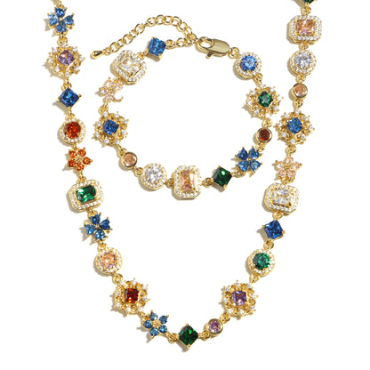 Antique Bloom Multi-Cut Gemstone Statement Necklace