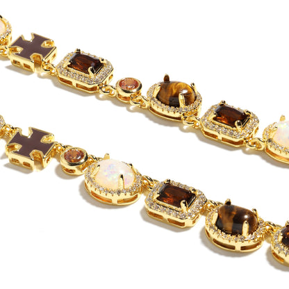 Desert Mirage Opal and Tiger's Eye Gemstone Necklace