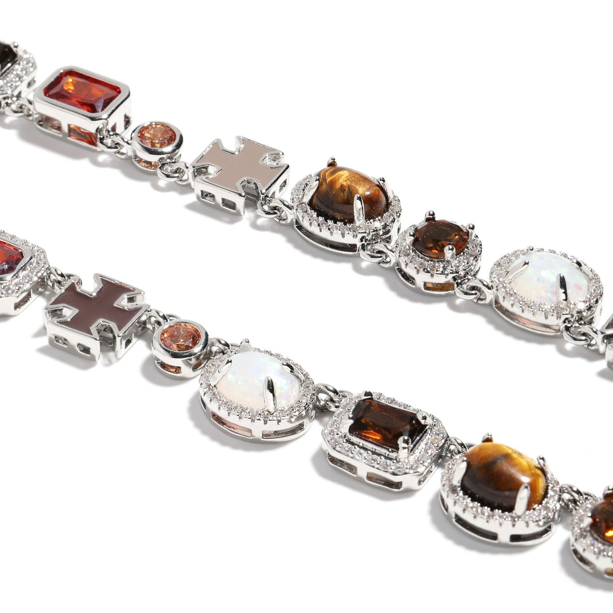 Desert Mirage Opal and Tiger's Eye Gemstone Necklace