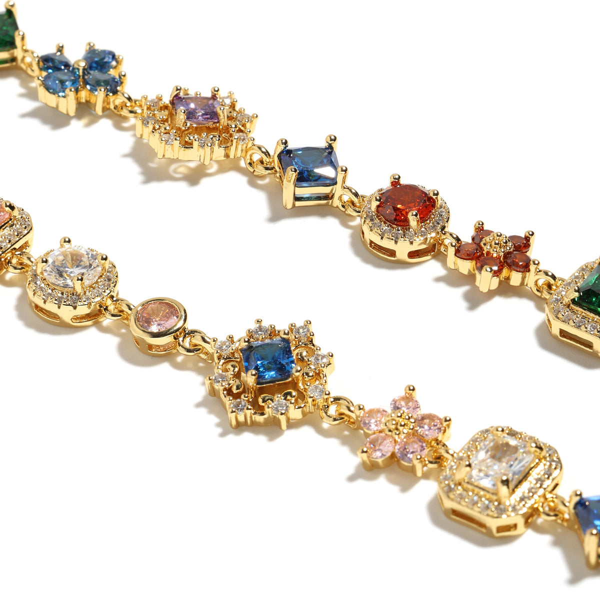 Antique Bloom Multi-Cut Gemstone Statement Necklace