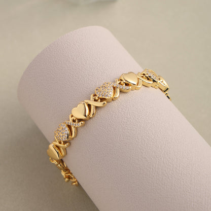 Gold XOXO Diamond Gemstone Necklace