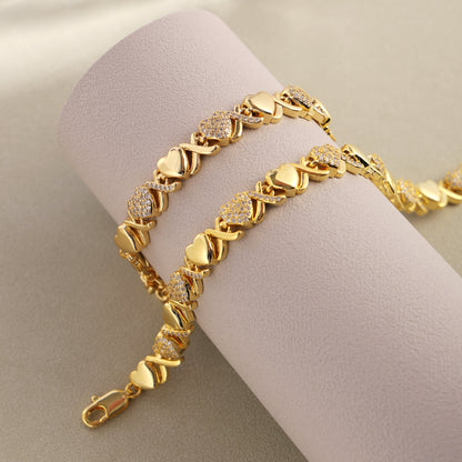 Gold XOXO Diamond Gemstone Bracelet