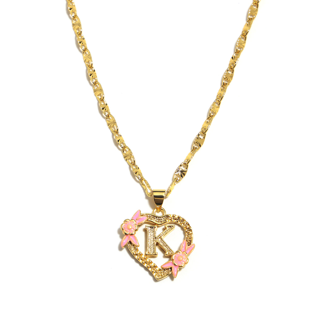 A-Z Letter Heart Shaped Initial Pendant Necklace