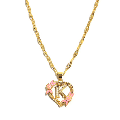 A-Z Letter Heart Shaped Initial Pendant Necklace