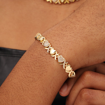 Gold XOXO Diamond Gemstone Bracelet