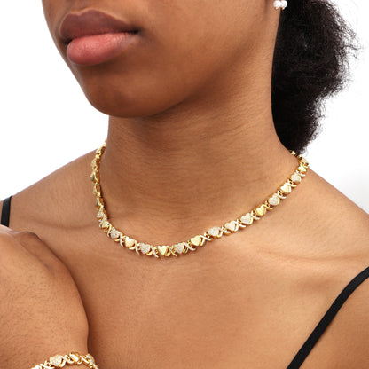 Gold XOXO Diamond Gemstone Necklace