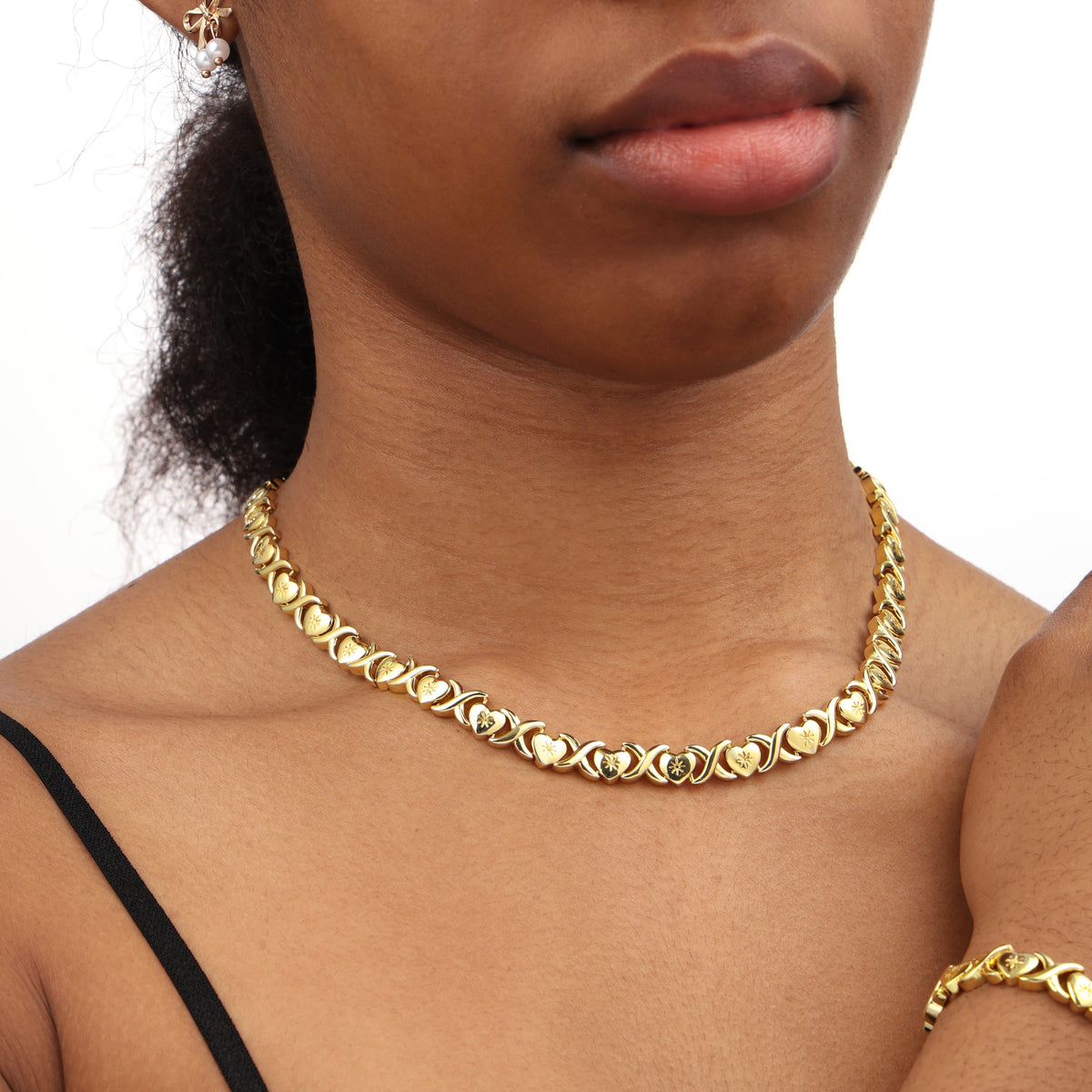 Classic Gold XOXO Heart-shaped Design Necklace