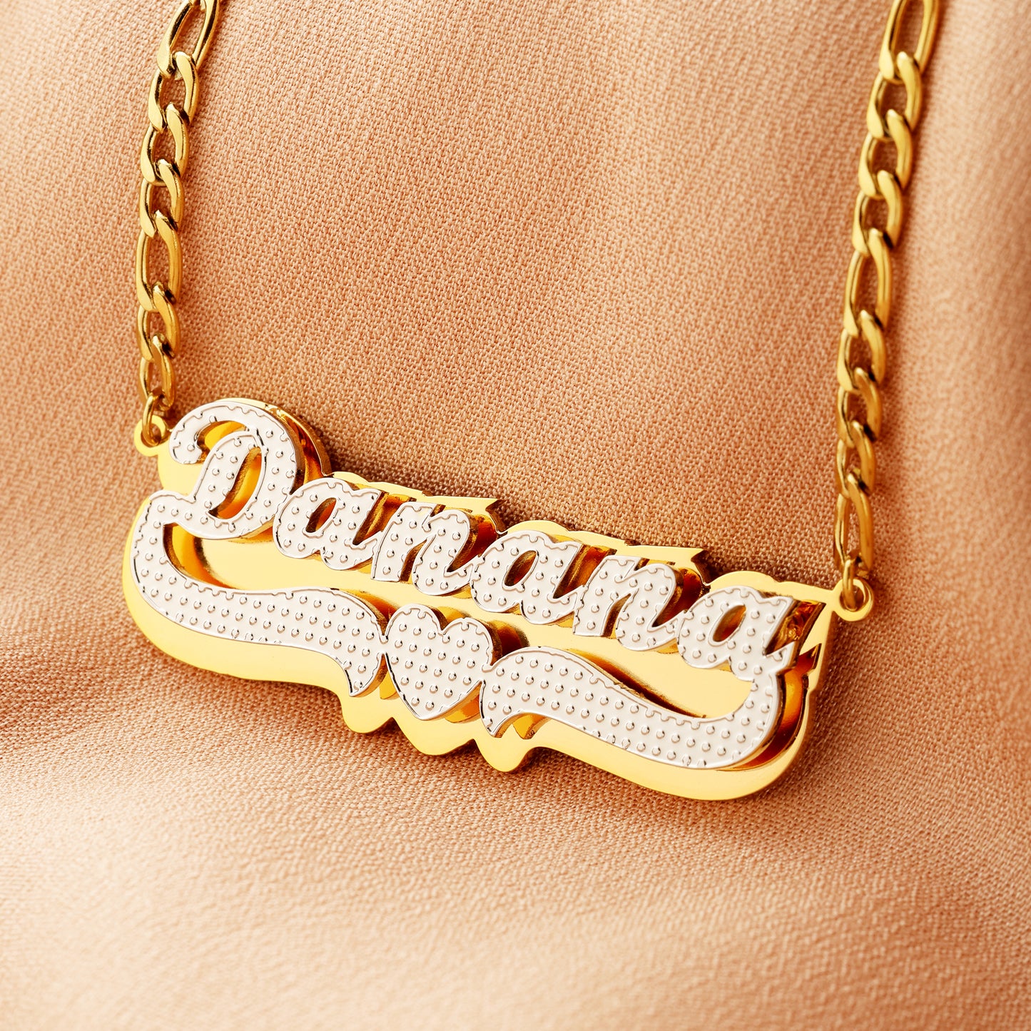 Double Plated Heart Name Necklace