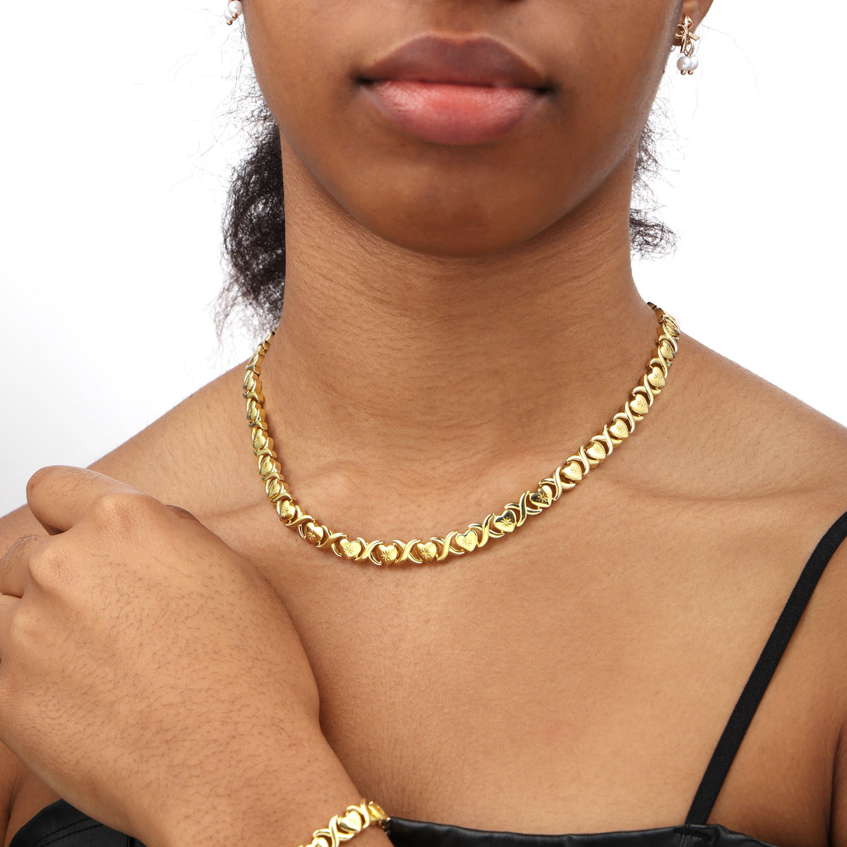 Classic Gold XOXO Heart-shaped Design Necklace