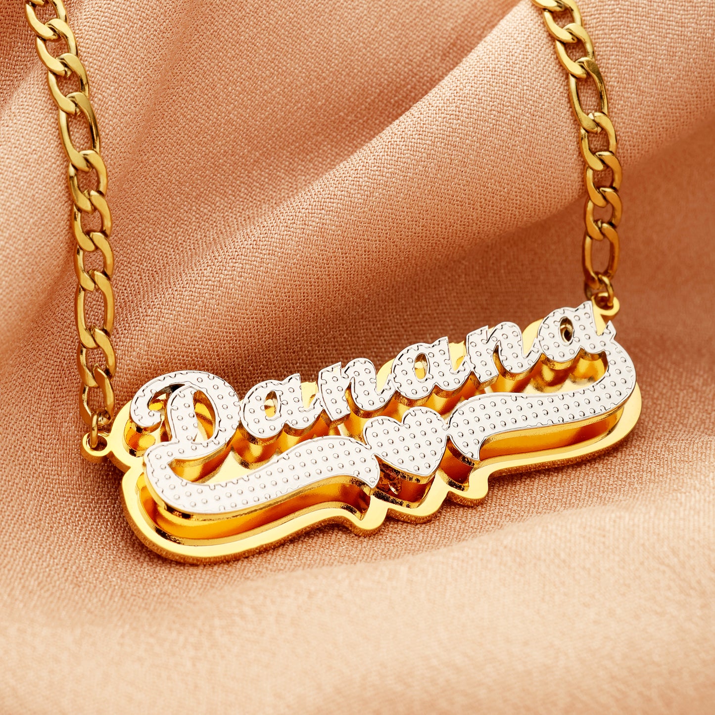 Double Plated Heart Name Necklace