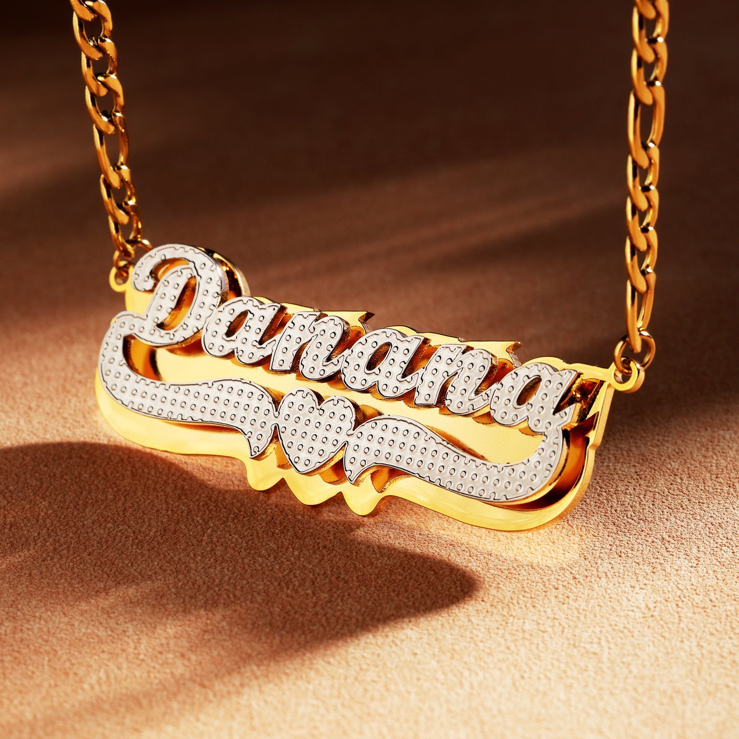 Double Plated Heart Name Necklace