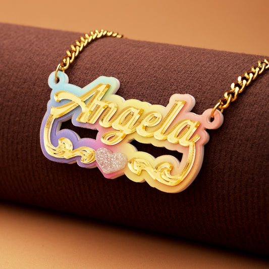 Double Plated Colorful Name Necklace