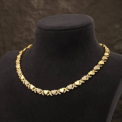 Gold XOXO Diamond Gemstone Necklace