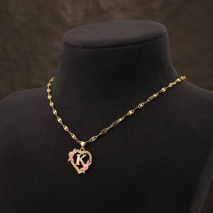 A-Z Letter Heart Shaped Initial Pendant Necklace