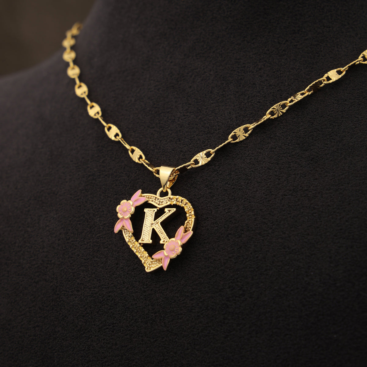 A-Z Letter Heart Shaped Initial Pendant Necklace