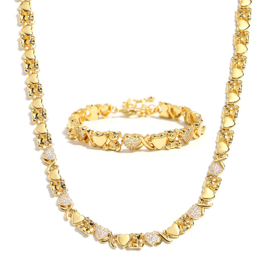 Bear Hug Heart Diamond XO Necklace