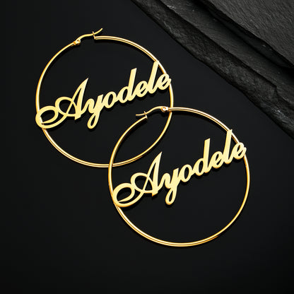 Personalized Cursive Name Hoop Earrings