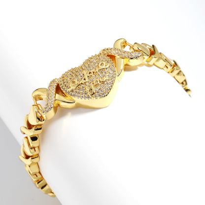 "LOVE YOU" Engraved Heart Pendant Bracelet