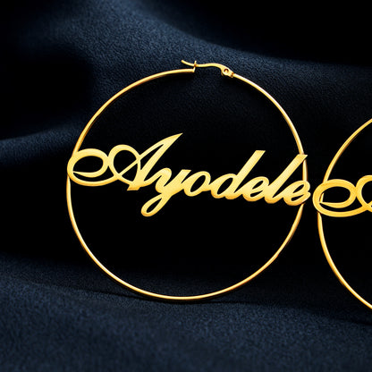 Personalized Cursive Name Hoop Earrings