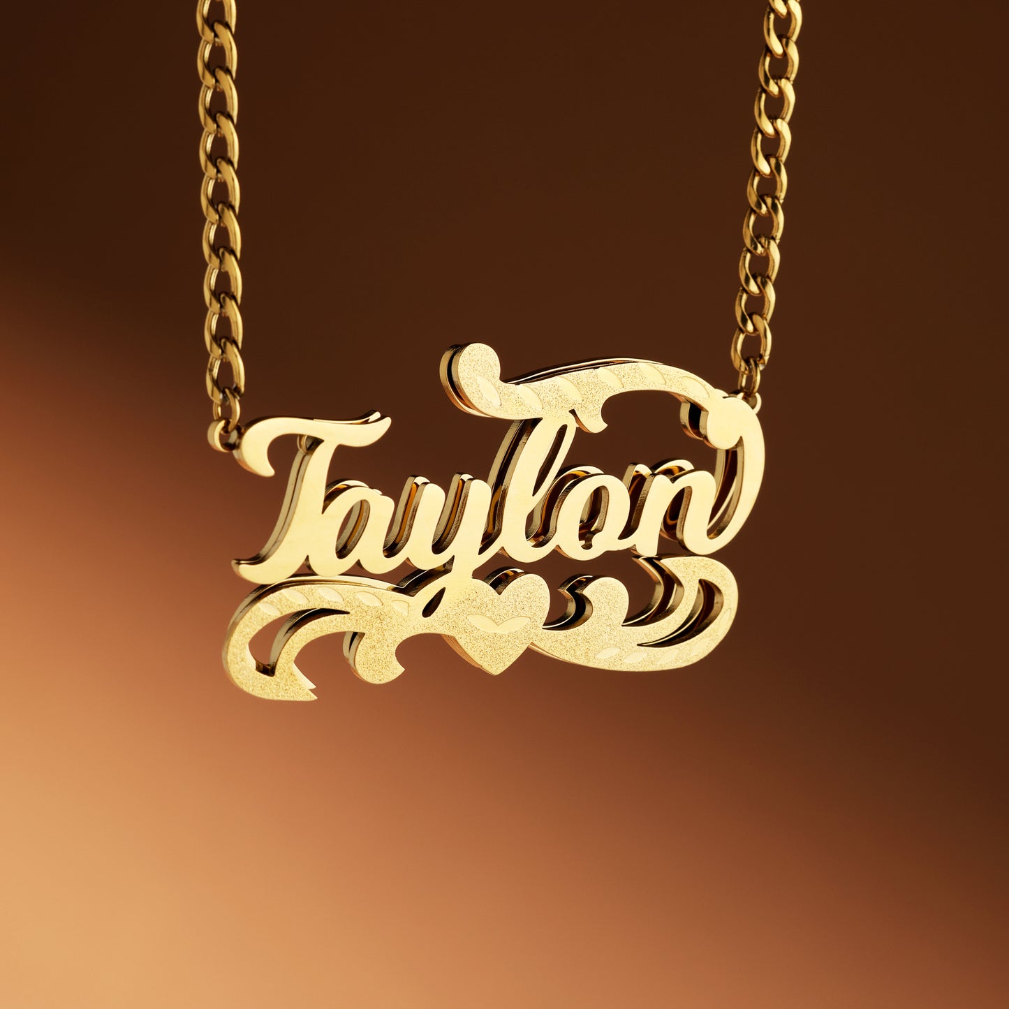 Double Plated Double Heart Name Necklace