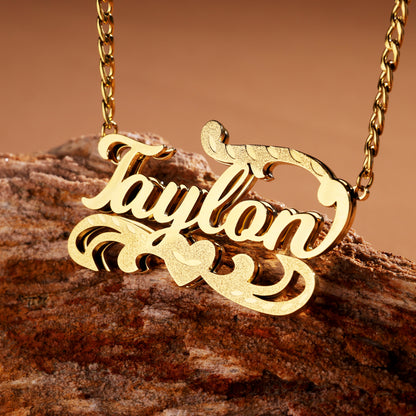 Double Plated Double Heart Name Necklace