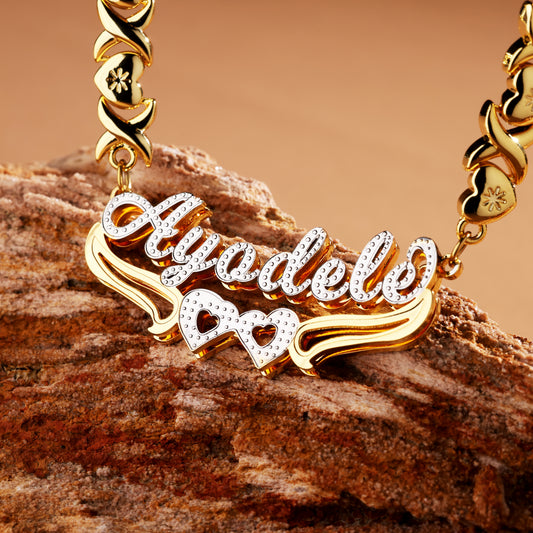 Double Plated Hearts Name Necklace