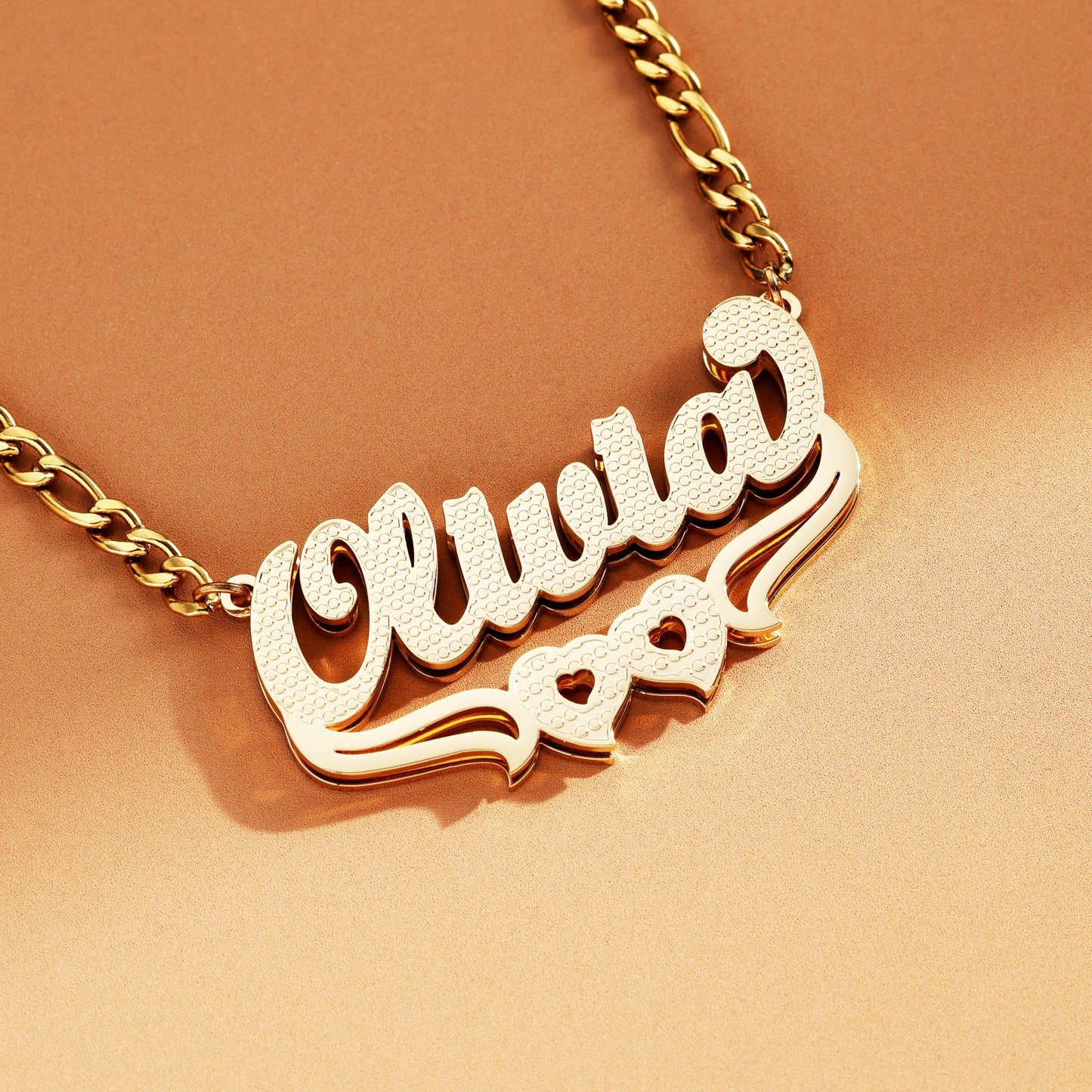 Double Plated Double Heart Name Necklace