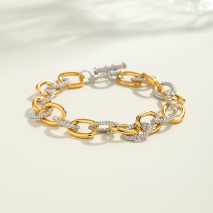 Cable  Wire Bracelet-Two Tone Twisted Bangle Cuff Knot Vintage Bracelet Jewelry