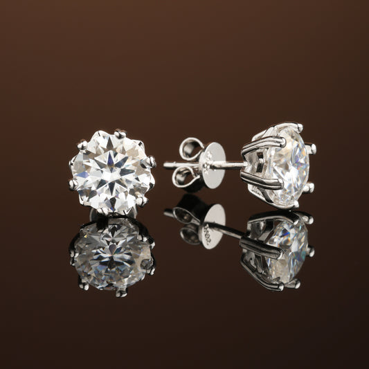 0.3Ct/0.5Ct/1Ct Moissanite Round Cut Snowflake Earrings in S925 Sterling Silver