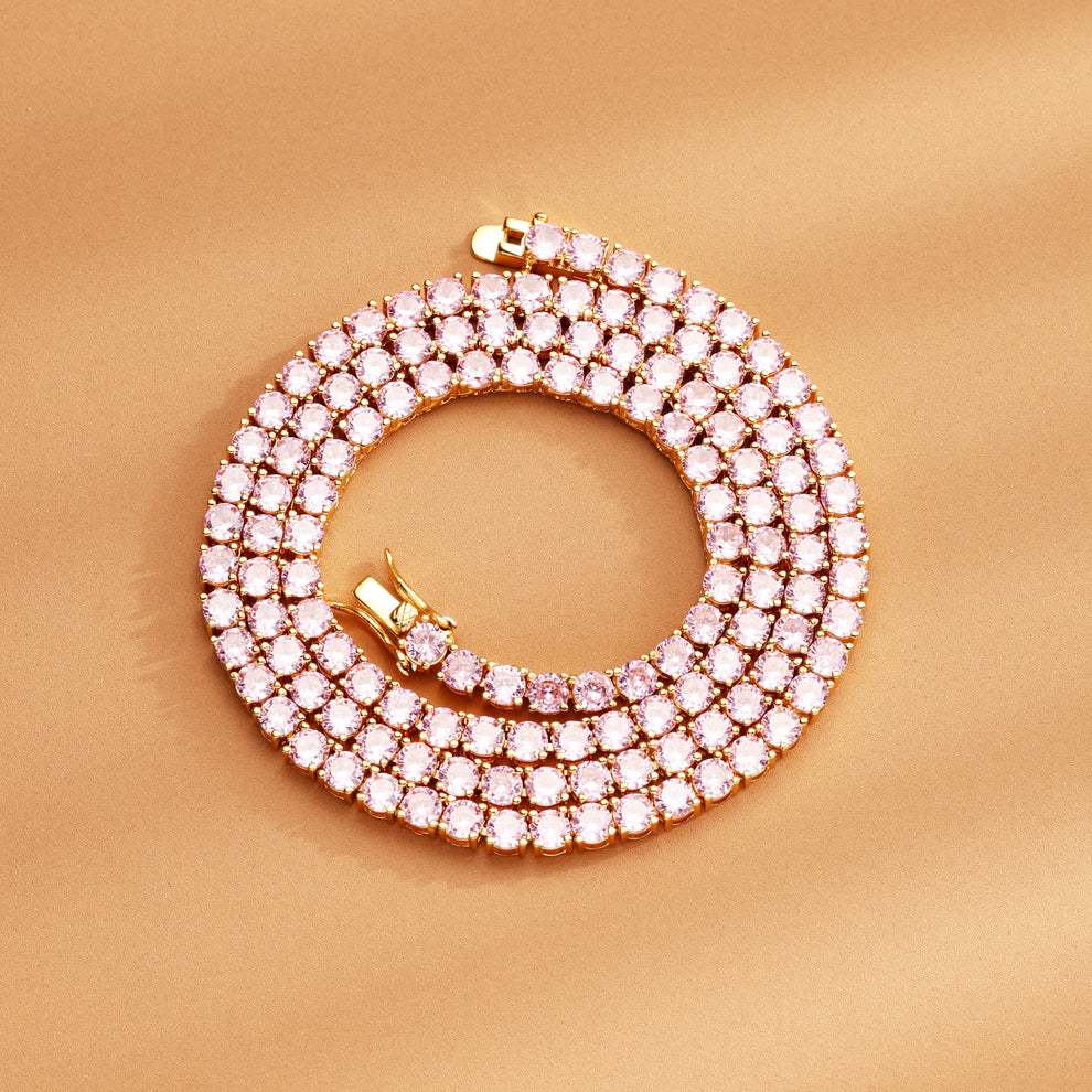 4MM Pink Ice Out Tennis Chain – iceyqueen