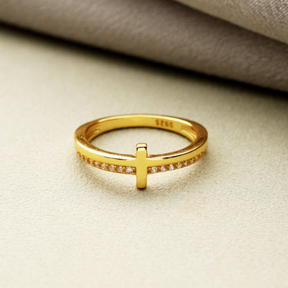 Never Quit Golden Cross Ring