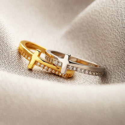 Never Quit Golden Cross Ring