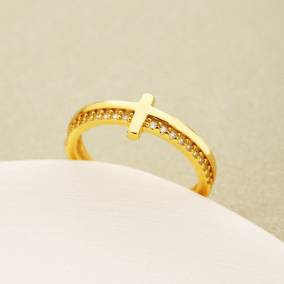 Never Quit Golden Cross Ring