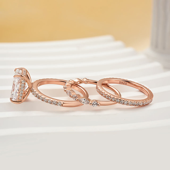 Noble Radiant Cut 3 Pieces Ring Set