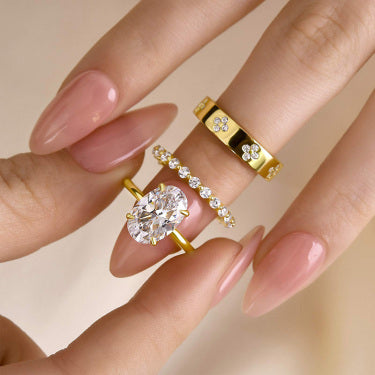 Noble Oval Cut 3 Pieces Ring Set