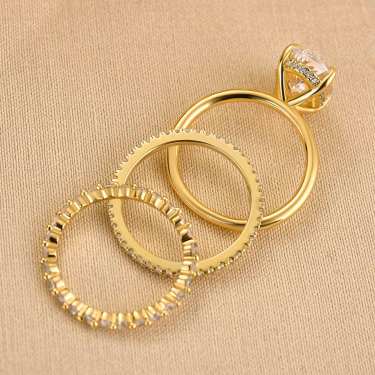 Oval Cut Yellow Gold Women's Ring Set