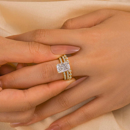 Noble Radiant Cut 3 Pieces Ring Set