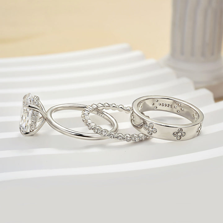 Noble Oval Cut 3 Pieces Ring Set