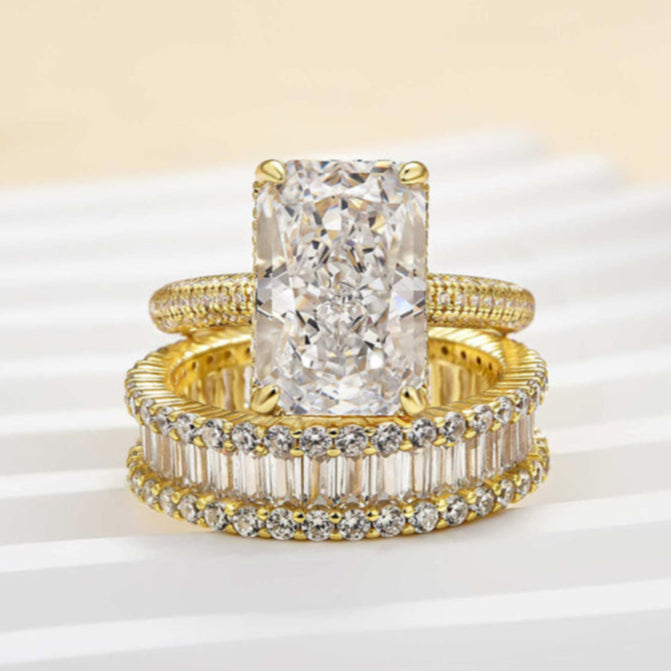 Elongated Radiant Cut Ring Set