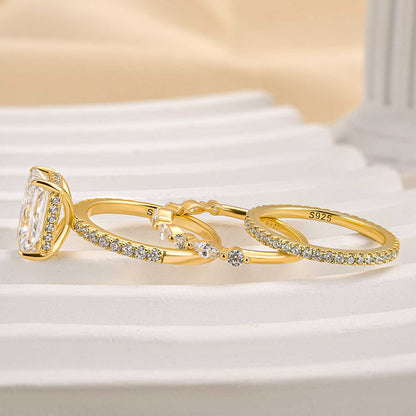 Noble Radiant Cut 3 Pieces Ring Set