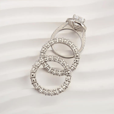 Eternity Double Halo Pear Cut 3 Pieces Ring Set